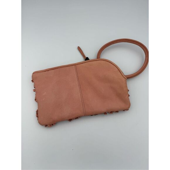 Hobo Womens Dusty Rose Woven Leather Wristlet Clutch Handbag